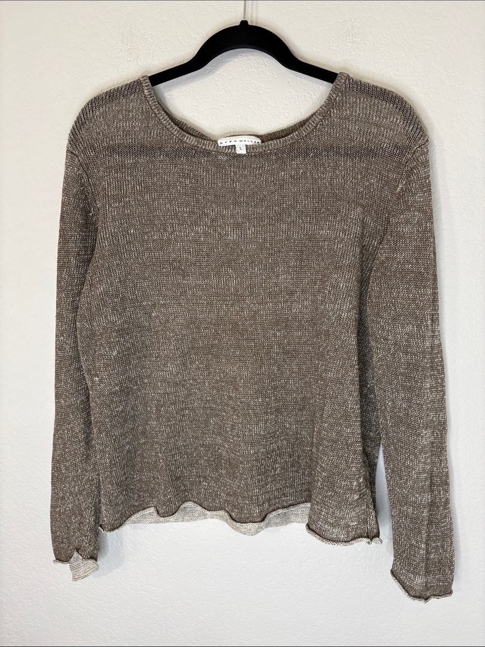 Bryan Walker Linen Brown White Lightweight Sweater L
